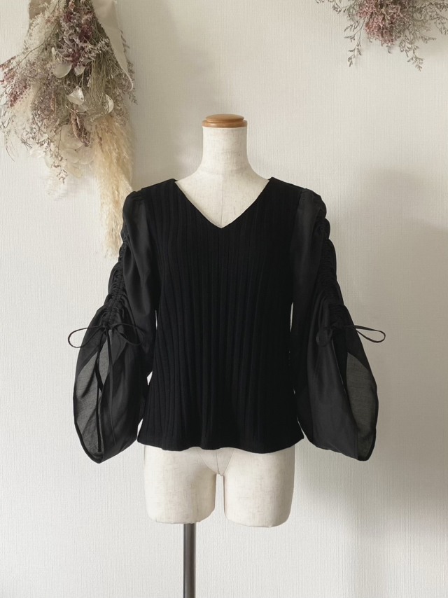 ギャザースリーブリブニット　sale! 50%off